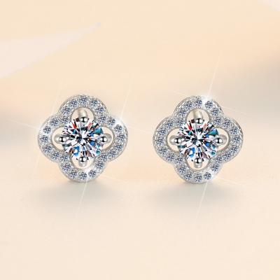 China TRENDY Fashion gold plated jewelry wholesale 925 sterling silver four leaf clover earrings for sale