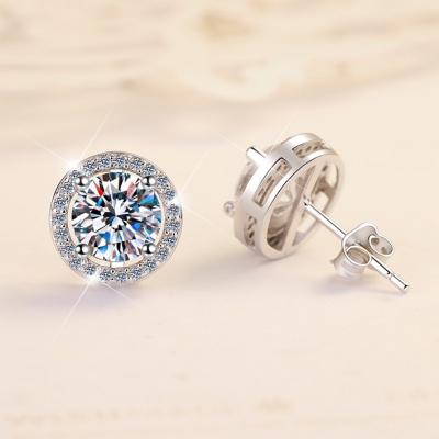 China TRENDY Round zircon fashion gold plated jewelry factory wholesale 925 silver earrings for sale