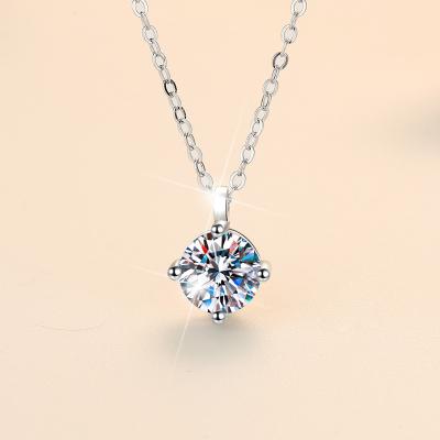 China TRENDY Four claw Simple fashion women's wedding diamond best-selling 925 silver jewelry necklace for sale