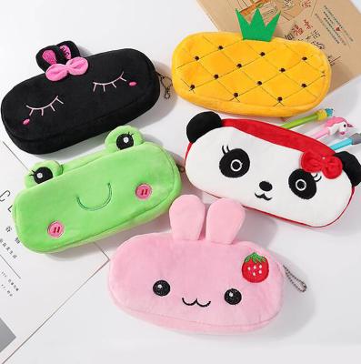 China Fashion Style Cartoon Plush Pencil Pen Pouch with Zipper for Girls Boys School Stationery Cosmetic Bag Organizer for sale