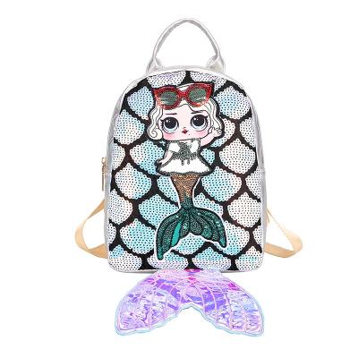 China Mermaid tail anti-theft backpack for girls summer sequin fashion polyester shiny magic ANTI-THEFT zipper soft handle inner compartment for sale