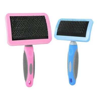 China Stocked Factory Wholesale Pet Grooming Tools Gog Hair Remove Comb Self Cleaning Brush for sale