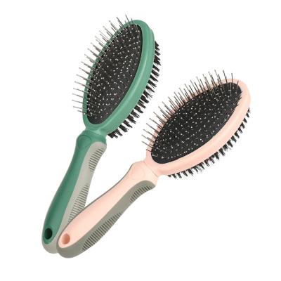 China Stocked Wholesale Custom Pet Massage Grooming Brush Dog Self-cleaning Cat Brush Dog Hair Remover Comb for sale