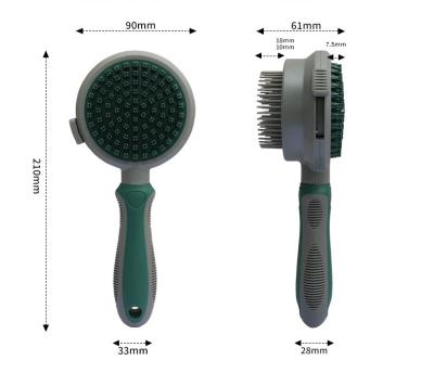 China Stocked High Quality Double-sided Pet Massage Grooming Brush Pet Self-cleaning Cat Brush Dog Hair Remover Comb for sale