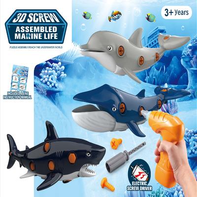 China STEM Learning Play Kit 3 in 1 Screw Assembly Electric Dolphin Whale Shark Toys STEM Learning Play Kit for sale