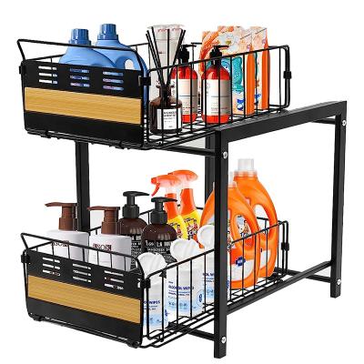 China China Best Wall Mounted Type Under Sink Basket Pull Out Drawer Organizers Storage Basket for sale