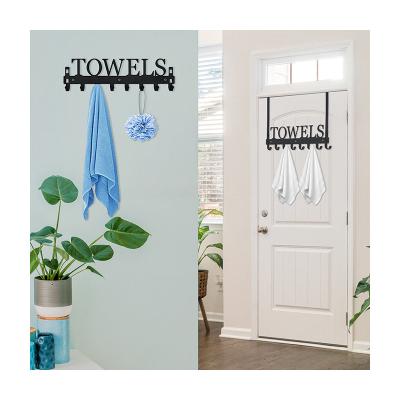 China Wall Mounted 8 Hooks Hanging Over Door Towel Rack Hooks Towel Rack For Bathroom Kitchen Storage Organizer for sale