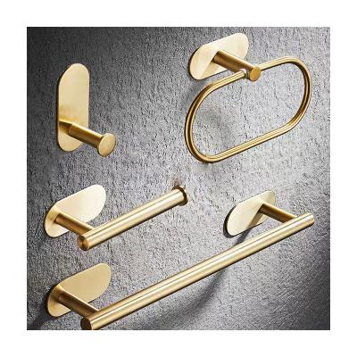 China Luxurious Gold 304 Stainless Steel Hardware Gold Wall Mounted Bathroom Set 4Pcs Package Hardware Accessories for sale