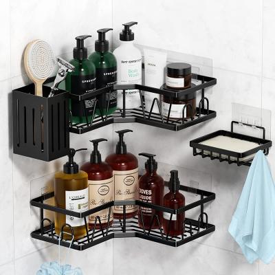 China Bathroom Accessories Non Drill Toilet Accessories Set Shower Caddy Soap Holder Toothbrush Holder Storage for sale