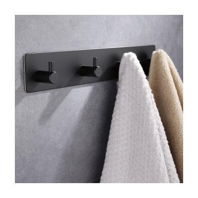 China Large Rectangular Hanging Towel Hook 4pcs Matte Black Punch Free Stainless Steel 4 Viable Tool Hooks 304 for sale