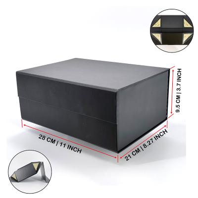 China Recycled Materials In Stock Foldable Box No MOQ Black Empty Rigid Corrugated Paper Folding Fin Gift Boxes For Wig for sale