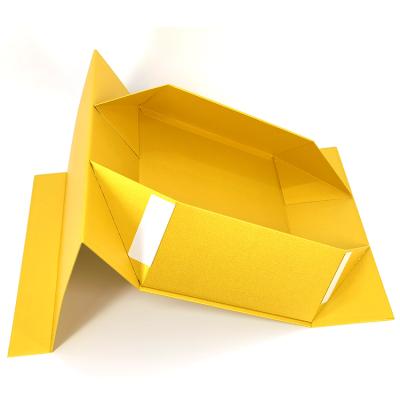 China Recycled Materials Custom Yellow Corrugated Paper Box Magnetic Folding Gift Boxes For Hoodie Storage for sale