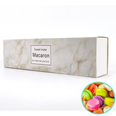 China Custom Recyclable Wholesale White Luxury Luxury Chocolate Macaron Long Rigid Box With PVC Insert for sale