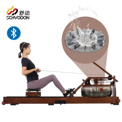 China Universal patent 12 blades Schvodon fitness machine wooden water resistance rowing machine water folding rowing machine mini home for sale