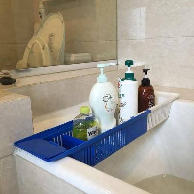 China Expandable Bathtub Organizer Bathtub Storage Basket Organizer Bath Toy Organizer for sale