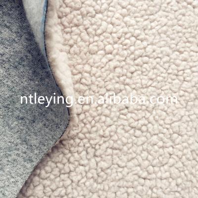 China Garment 80% Faux Wool Fabric Artificial Wool Pink Boiled Plush For Garment LYWG004 for sale