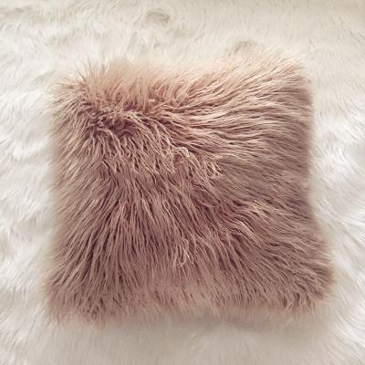 China FUR Shaggy Decorative Pillows Covers Faux Fur Tibetan Mongolian Lamb Plush Long Throw Pillow Case Cushion Cover for sale