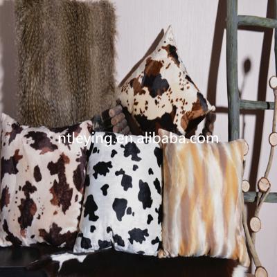 China Single Hot Sale Faux Fur Cowhide Printed Pillow Cushion Cover for sale