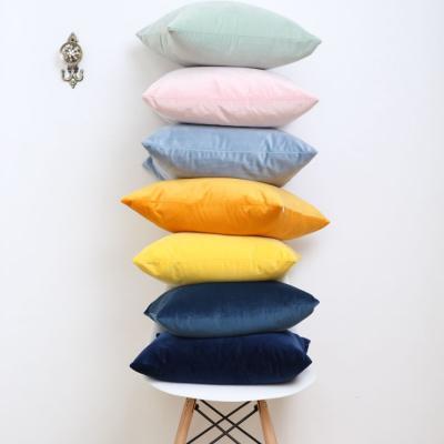 China Simple Promotional Solid Color Velvet Cushion Cover Super Soft Decorative Velvet Cushion Cover for sale