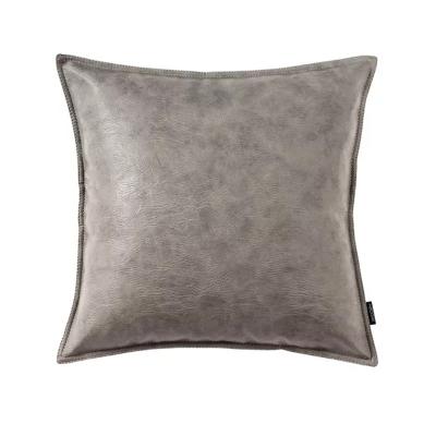 China Plain PU Leather Cushion Cover Decorative Oil Wax Sofa Pillow for sale