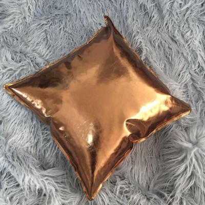 China Other Metal Color Glossy Pillow Leather Home Decoration PU Sofa Throw Cushion Cover for sale