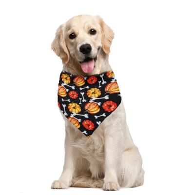 China Viable Wholesale Pet Accessories Gently Printed Washable Pet Scarf Halloween Dog Bandana Customized for sale