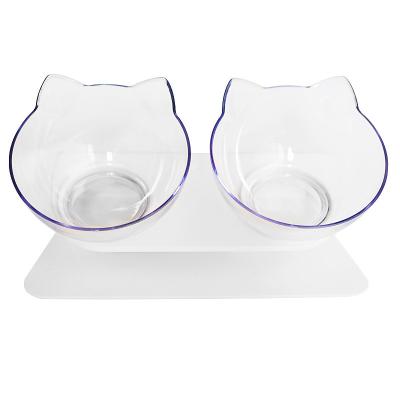 China Double-feeding high sustainable transparent water raised cat bowl for cat and small doogs for sale