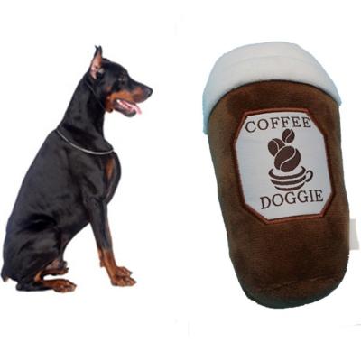 China Viable Wholesale Customized Realistic Bite Resistant Chew Stuffed Coffee Cup Plush Dog Squeaky Toys for sale