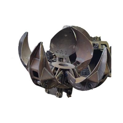 China Dirt heavy duty metal scrap Rotation Orange Peel Grapple Iron Grapple Scrap Magnet Lotus Shape Grab For Excavator for sale