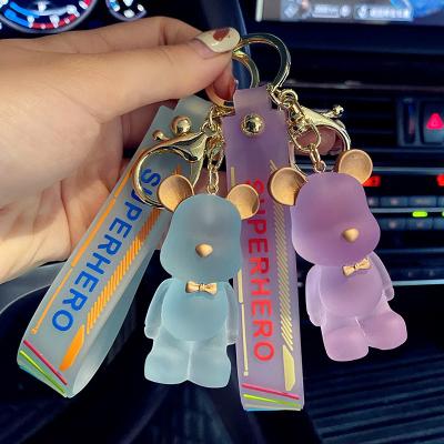 China Cute Eco-friendly Crystal Keychain Charm Tie The Bear Pendant For Women Bag Car Keychain Cell Phone Jewelry Accessories Fine Kids Girl Gift for sale