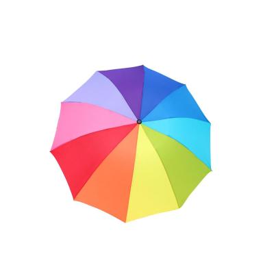 China Minimalist 10 Colors Women Parasol Rainbow Big Three Folding Umbrella Colorful Sunny And Rainy Umbrella Female for sale