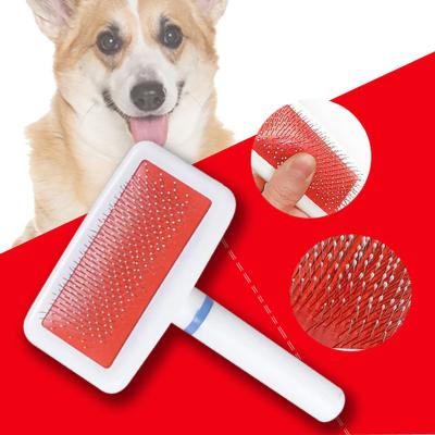 China Airbag Viable White Handle Brush Small Pet Combed Teddy Golden Hair Vip Pet Grooming Comb for sale