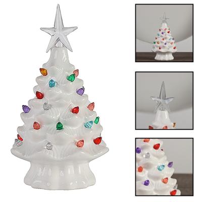 China Modern Christmas Tree Christmas Tabletop Decoration Lighted Ceramic Christmas Ornaments Festival Party Decor Decorations Miniature Tree for sale