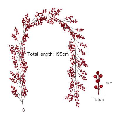 China Art Decor Red Berry Garland Christmas, Flexible Artificial Berry Garland Winter Wedding Decor For Fireplace Decoration For for sale