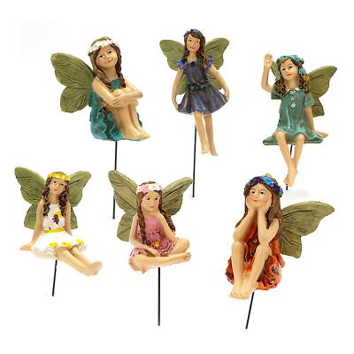 China Art Decor 6pcs Miniature Resin Craft Fairy Garden Accessories Perfect Gift Micro Landscape Decorations Little Girls Poted Plants Ornaments for sale