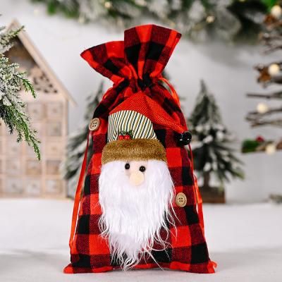 China Cloth Gift Bags Polyester-Cotton Magenta Decoration Magenta Christmas Package Snowman Stocking Black Box New Year Home Presents for sale