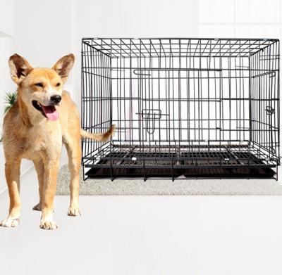 China Stored Wholesale Black Dog Crate Durable Outdoor Folding Metal Dog Cage for sale