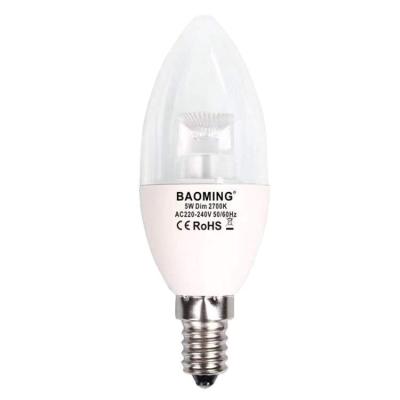 China Dimmable Baolight E14 E26 E27 B15 B22 LED Candle Light, C37 5w LED Candle Lamp Led Bulb Led Bulb for sale