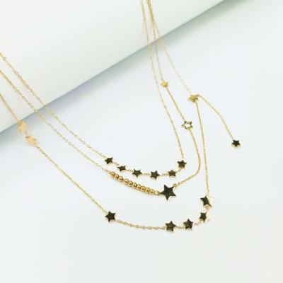 China Europe and America bohemian long 18K plated stainless steel gold jewelry necklace necklace layered chain women multilayer necklace for sale