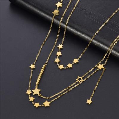 China Europe and America gold plated stainless steel necklace layered jewelry wholesale necklace jewelry choker necklace for women for sale