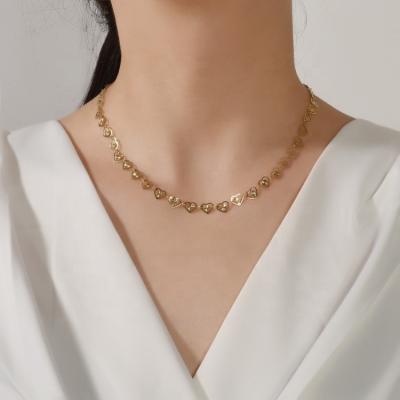 China Europe and America Heart Chain Stainless Steel Necklace Hip Hop Necklace Dubai Gold Cuban Jewelry For Women for sale