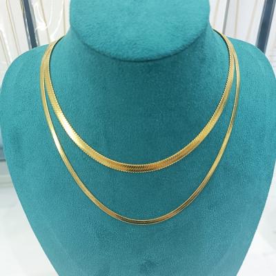 China Europe and America snake chain gold plated stainless steel jewelry choker necklace women snake chain fashionable pargold plated jewelry for sale