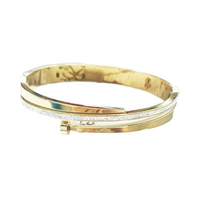 China FASHIONABLE Gold Plated Jewelry Diamond Bangle Stainless Steel Fashion White Bracelets and Bangles for sale