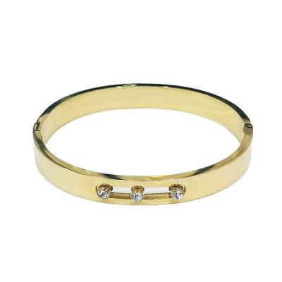 China FASHIONABLE Minimalist Jewelry Gold Plated Bracelets And White Diamond Bangles Bracelet Stainless Steel Bracelets for sale