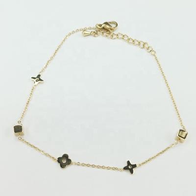 China Fashionable High Quality Women Anklets Quadrilateral Shaped 18K Gold Plated Hypoallergenic Jewelry Wholesale Wholesale for sale