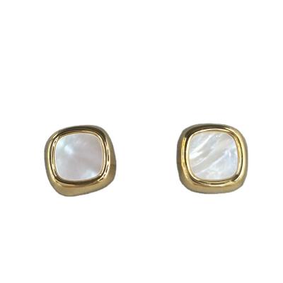 China Trendy White Fashion Jewelry Stainless Steel Shellearrings Stud Earrings Stud Earrings White Gold Plated for sale