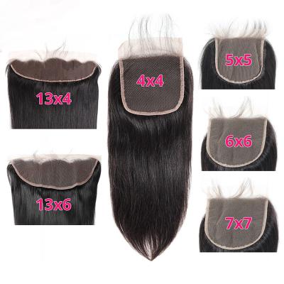 China Yaki Raw Indian Virgin Hair Pre Plucked 5x5 6x6 HD Transparent Lace Closure Headband Cheap 13x4 13x6 360 Lace Frontal Closure for sale