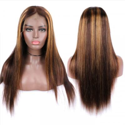 China Wholesale Deep Curly Lace Front Wig Mink Peruvian Virgin Human Hair HD Silky Straight Wave Highlight Hair Wig P4/27 for sale