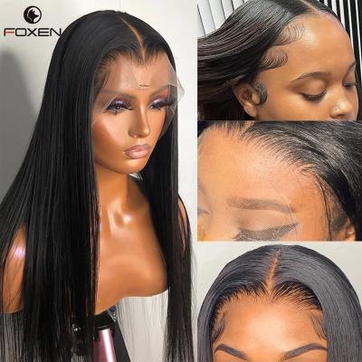 China Silky Straight Wave 180% 360 Lace Frontal Wig With Raw Indian Baby Hair Cuticle Aligned Hair Vendors Hd Lace Frontal Wig For Black Women for sale