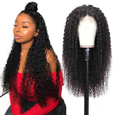 China Mongolian Kinky Curly Wig 4x4 Hd Curly Lace Wig Raw Hair Wholesaler Pre Plucked Hair Stranded Wigs Adjustable Knots for sale